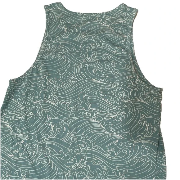 Sonoma Women's Tank Top Small Ocean Green Wave Print Sleeveless Shirt - Picture 5 of 5